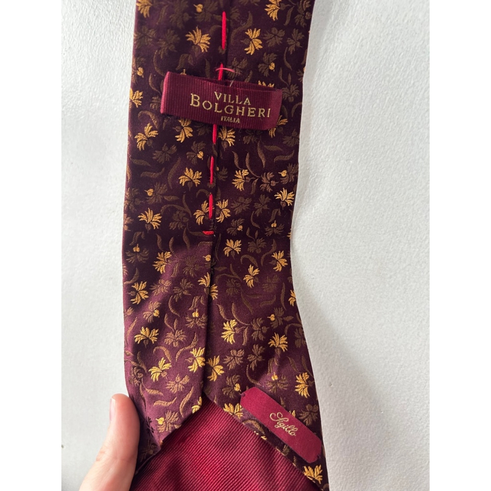 Villa Bolgheri Burgundy Gold Silk Tie - Picture 3 of 4